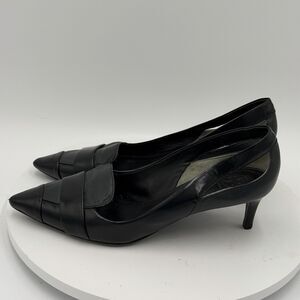 Tory Burch Leather Kitten Heel Brogue Accent Pumps Size 9 Old Money Quiet Luxury